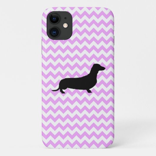Roze Chevron met Dachshund Silhouette Case-Mate iPhone Case (Achterkant)