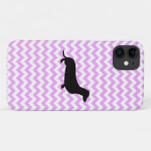 Roze Chevron met Dachshund Silhouette Case-Mate iPhone Case (Achterkant (horizontaal))