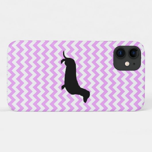 Roze Chevron met Dachshund Silhouette Case-Mate iPhone Case (Achterkant (horizontaal))
