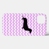 Roze Chevron met Dachshund Silhouette Case-Mate iPhone Case (Achterkant (horizontaal))
