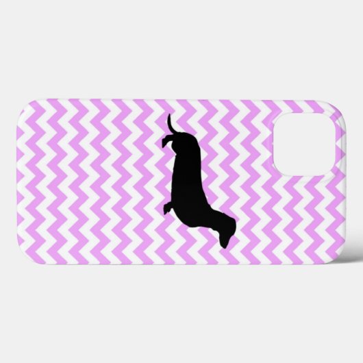 Roze Chevron met Dachshund Silhouette Case-Mate iPhone Case (Achterkant (horizontaal))