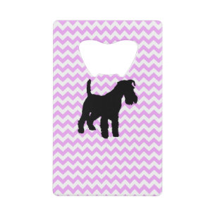 Roze Chevron met Schnauzer Silhouette Creditkaart Flessenopener