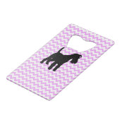Roze Chevron met Schnauzer Silhouette Creditkaart Flessenopener (Voorkant Gekanteld)