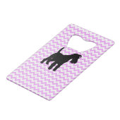 Roze Chevron met Schnauzer Silhouette Creditkaart Flessenopener (Achterkant Gekanteld)