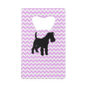 Roze Chevron met Schnauzer Silhouette Creditkaart Flessenopener (Achterkant)