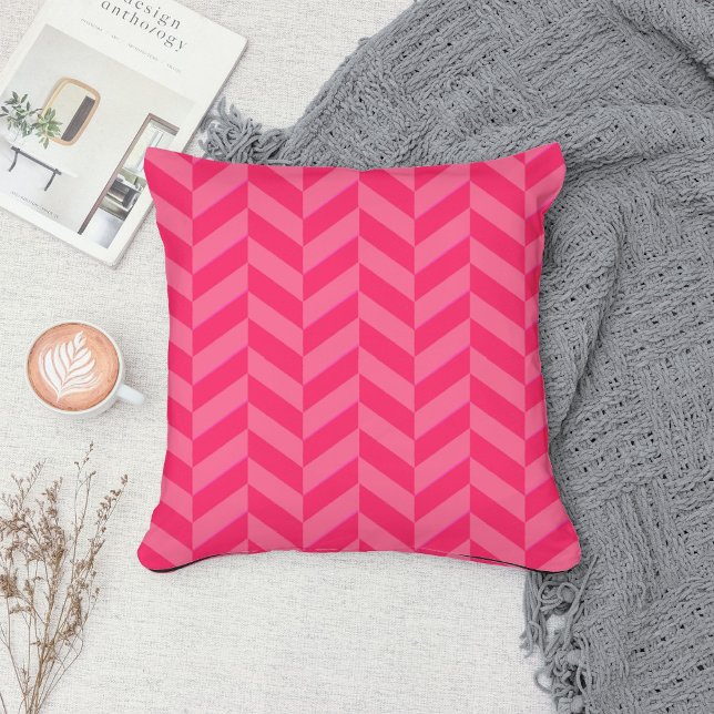 Roze Chevron Moderne Decoratieve Accent Kussen (Creator heeft geüpload)