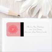 Roze Chevron Monogram Etiket (Insitu)