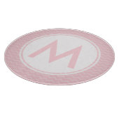 Roze Chevron Monogram glas snijvlak 12" Snijplank (Hoek)