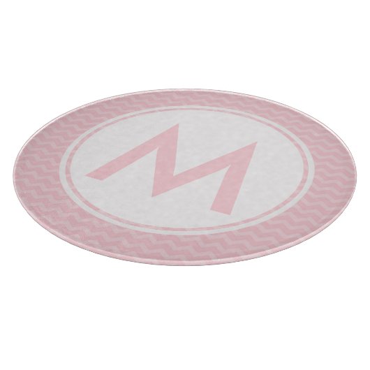 Roze Chevron Monogram glas snijvlak 12" Snijplank (Hoek)