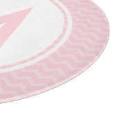 Roze Chevron Monogram glas snijvlak 12" Snijplank (Hoek)