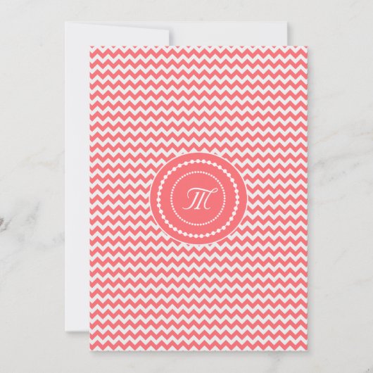 Roze Chevron Monogram Huwelijk Kaart (Voorkant)