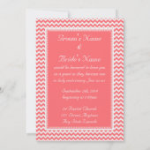 Roze Chevron Monogram Huwelijk Kaart (Achterkant)