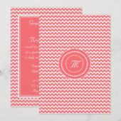 Roze Chevron Monogram Huwelijk Kaart (Voorkant / Achterkant)