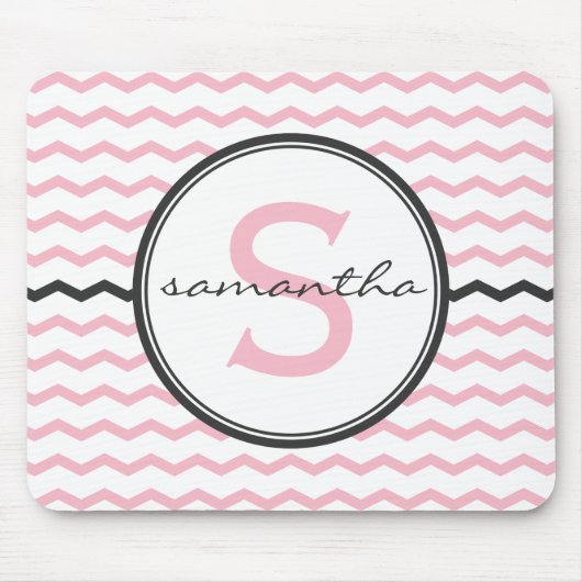Roze Chevron Monogram Muismat (Voorkant)