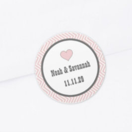 Roze Chevron of kies kleur Ronde Sticker