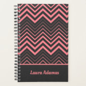 Roze Chevron over zwart leer Planner (Voorkant)
