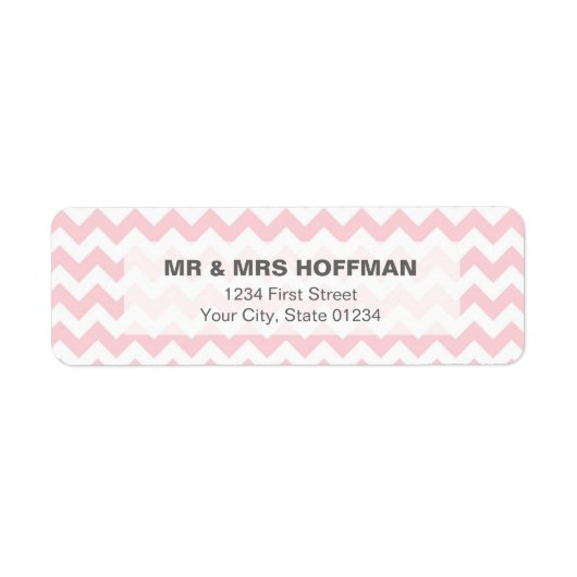 Roze Chevron Patroon Adres Label (Voorkant)
