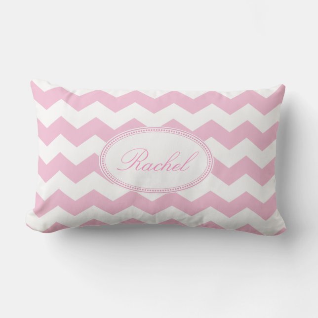 Roze Chevron Patroon Kussen (Voorkant)