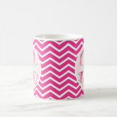 Roze Chevron Patroon Monogram Koffiemok (Center)