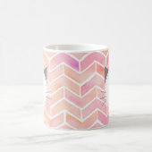 Roze Chevron Pattern | Cute Cat Monogram Koffiemok (Center)