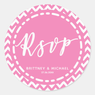 Roze Chevron Pattern - RSVP Ronde Sticker