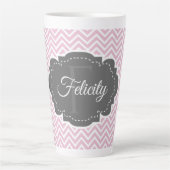Roze Chevron Persoonlijke Latte Mok (Voorkant)