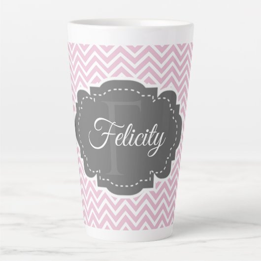 Roze Chevron Persoonlijke Latte Mok (Voorkant)