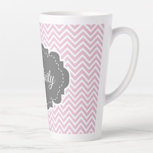 Roze Chevron Persoonlijke Latte Mok (Rechts)
