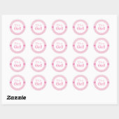 Roze Chevron & Polkas Dot Baby shower Ronde Sticker (Vel)