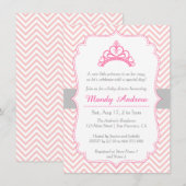 Roze Chevron, Princess Crown, Girl Baby shower Kaart (Voorkant / Achterkant)