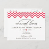 Roze Chevron Rehearsal Dinner Invite Briefkaart (Voorkant / Achterkant)