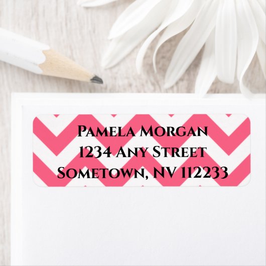 Roze Chevron Return Label (Insitu)