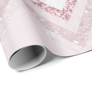 roze chevron roos goud glitter cadeaupapier