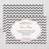 Roze Chevron Shower-uitnodiging Kaart (Voorkant / Achterkant)