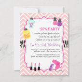 Roze Chevron, Spa Birthday Party Invitation Kaart (Voorkant)