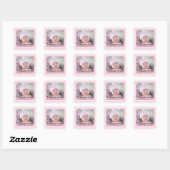Roze Chevron Sticker met je Baby Foto (Vel)