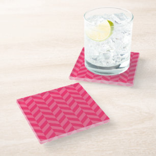 Roze Chevron Stijlvolle Tafelbescherming Glazen Onderzetter