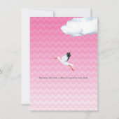 Roze Chevron Stork Baby Sip en See Party Kaart (Achterkant)