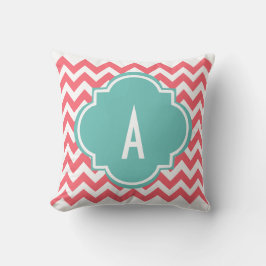 Roze Chevron Strepen Monogram Kussen