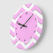  Roze Chevron Stripe Trendy Decorative Grote Klok (Hoek)