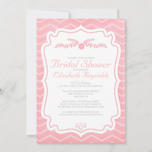 Roze Chevron Stripes Bridal Shower Invitations Kaart