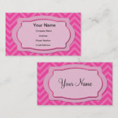 Roze Chevron Stripes Visitekaartje (Voorkant / Achterkant)
