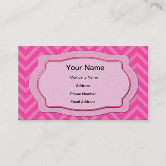 Roze Chevron Stripes Visitekaartje (Voorkant)