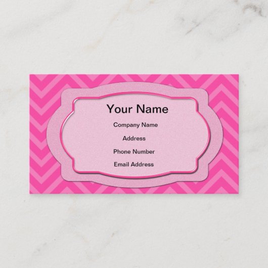 Roze Chevron Stripes Visitekaartje (Voorkant)
