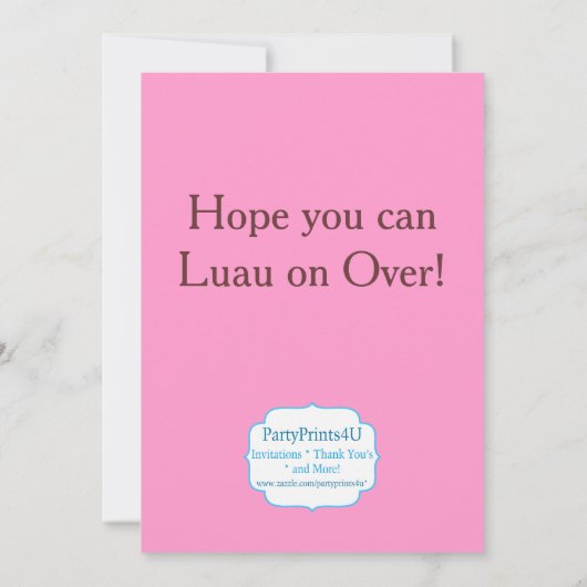 Roze Chevron, Tiki Man Luau Birthday Party Kaart (Achterkant)