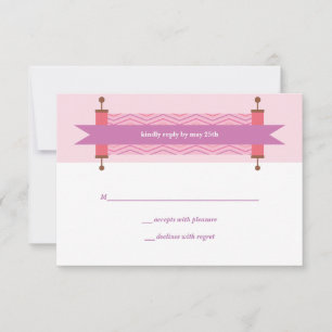 Roze Chevron Torah Bat Mitswa RSVP-kaart RSVP Kaartje