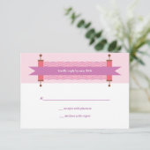 Roze Chevron Torah Bat Mitzvah RSVP Kaart (Staand voorkant)