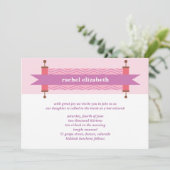 Roze Chevron Torah Bat Mitzvah uitnodiging (Staand voorkant)