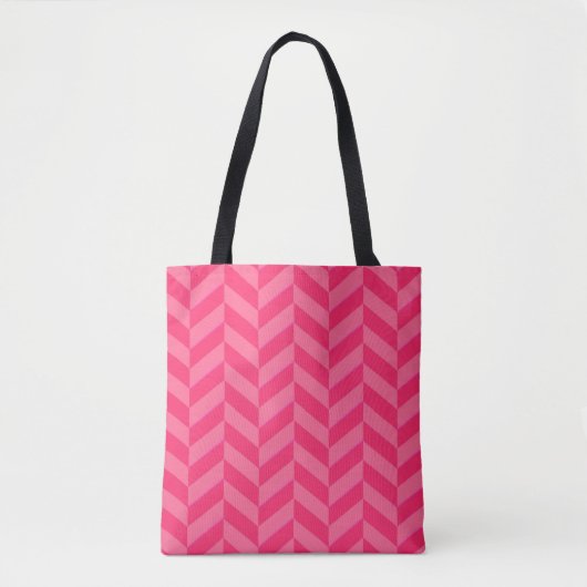 Roze Chevron Trendy en functionele Carry-All Tote Bag (Voorkant)