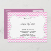 Roze Chevron Uitnodiging Briefkaart (Voorkant / Achterkant)